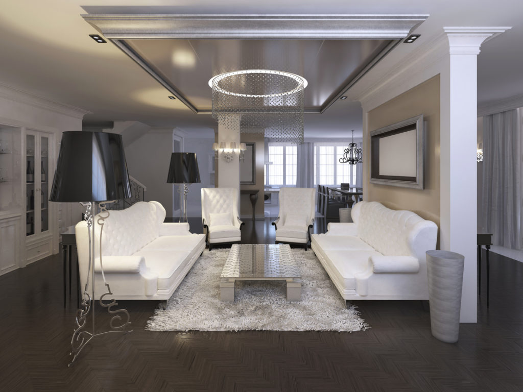 Un parquet aspect bois brut foncé apporte élégance et modernité.