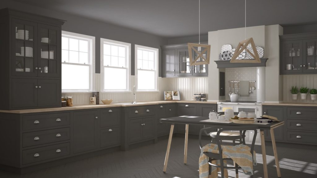 Une cuisine en parquet gris foncé pour un style scandinave