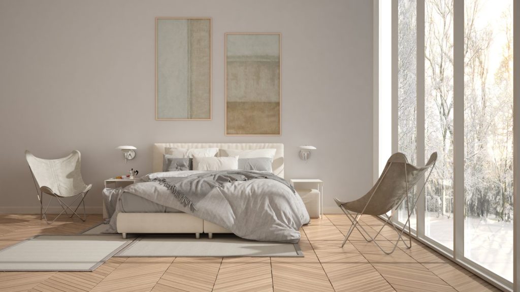 Chambre avec parquet fougère