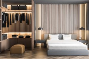 Aménagez un dressing dans votre chambre pour privilégier le confort.