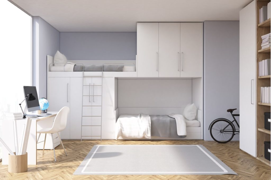 Aménager un dressing sous le lit mezzanine est une vraie bonne idée pour optimiser l'espace.